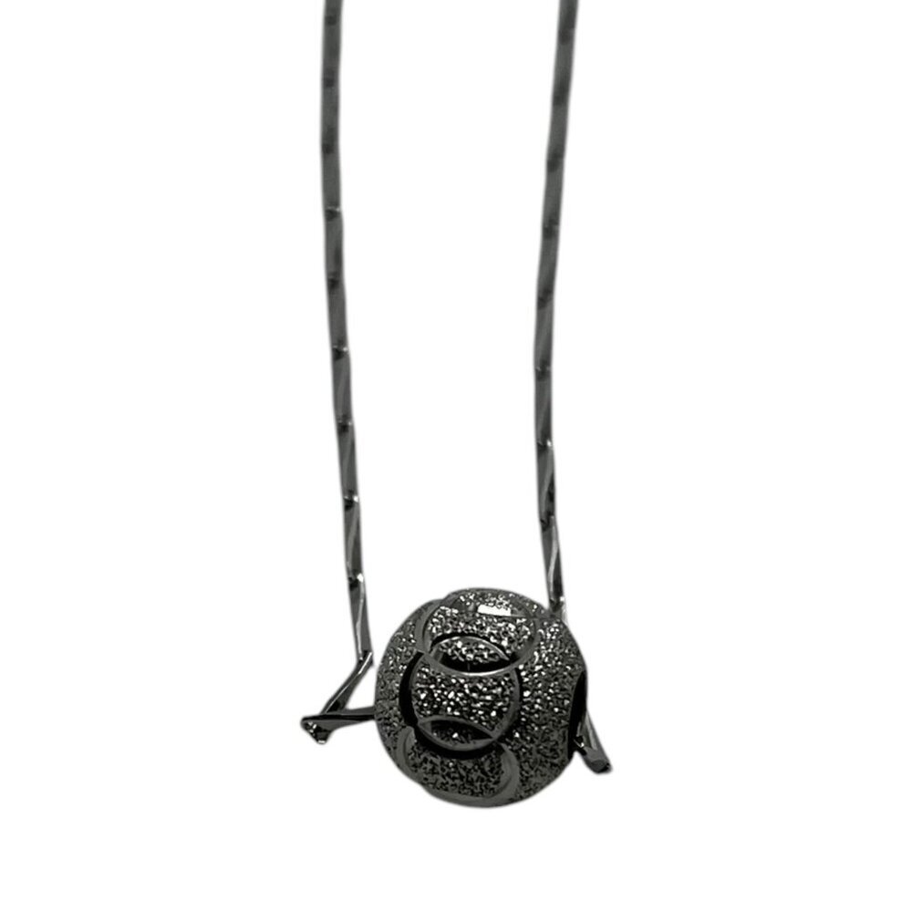 S925 Sterling Silver Twisted Chain Necklace With Lucky‎ Bead Textured Pendant